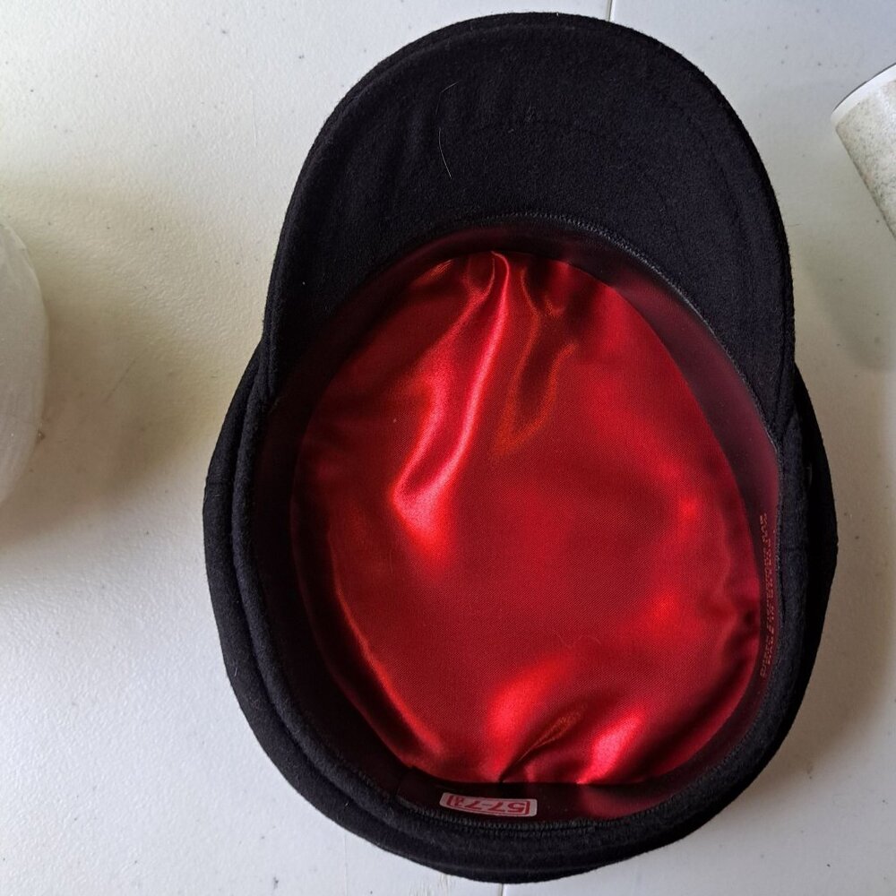 Black Greek Fisherman Cap 85% Wool 15% Nylon Fiddler Biker Sailor Sz Mens 7 1/8 - Picture 6 of 8